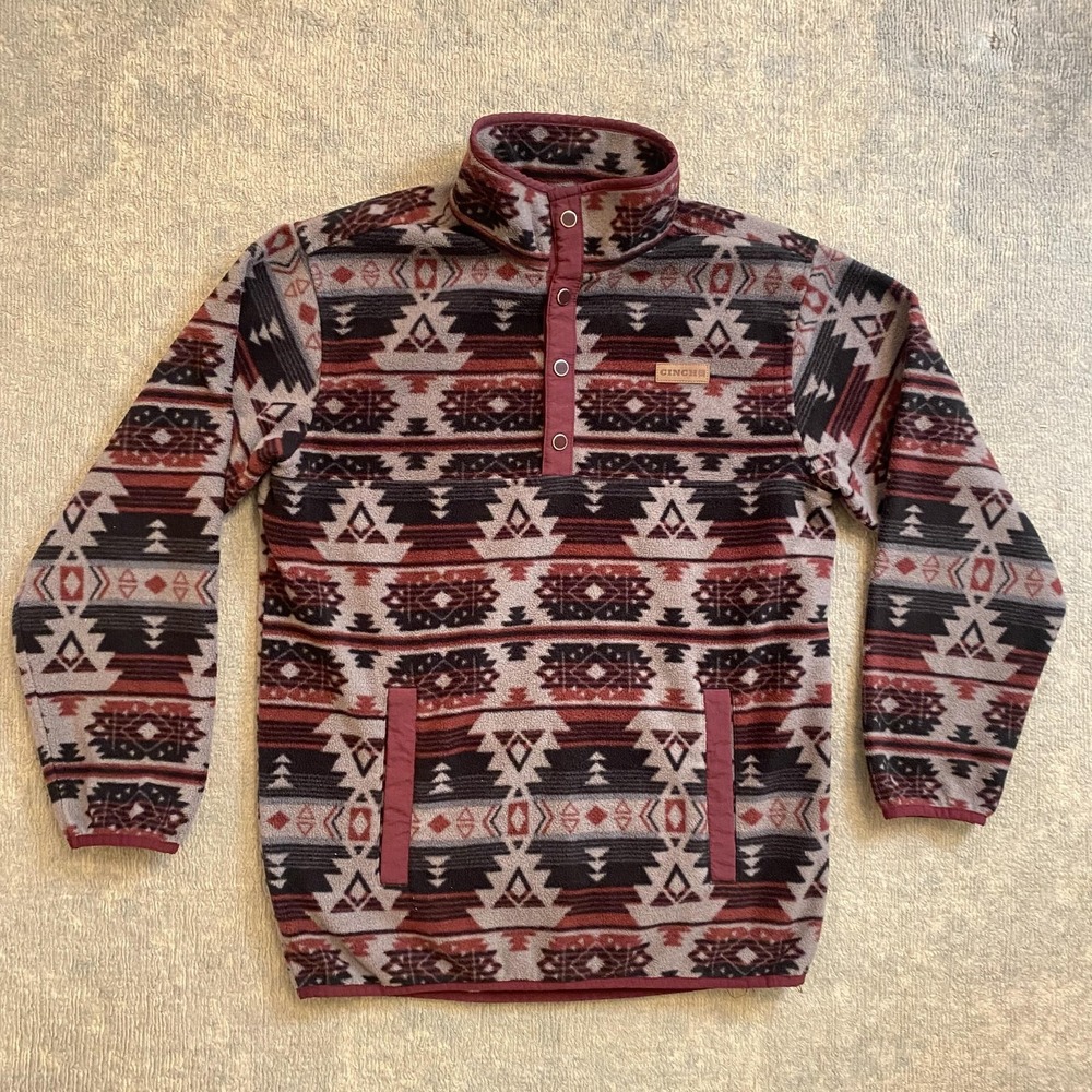 Cinch Sweatshirt Mens XS Multicolor Fleece Snap Pullover Aztec Western